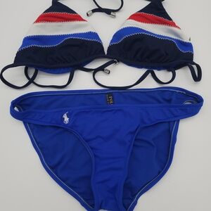 Polo Ralph Lauren Women's Swim Bikini Set S/M Colorful  Tie Top